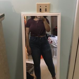 !sold! super cute lace up short sleeve top